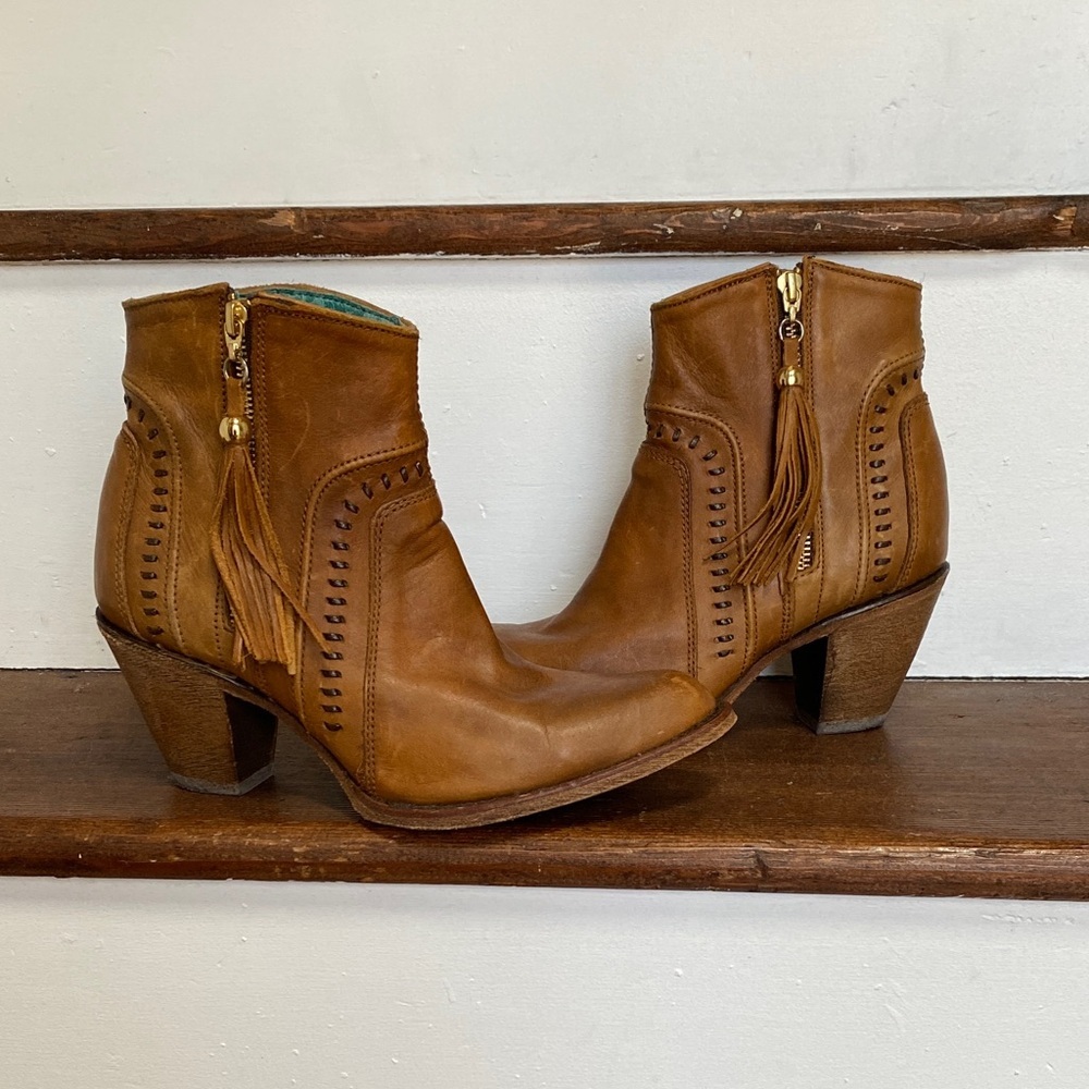 Corral Western Brown Leather Ankle Boots with Tassel Detail, Size 9 M - Picture 8 of 12